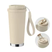 Kubek termiczny 2 w 1 ze stali 500 ml TOPAZ LARGE Bezowy