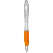 Pomarańczowy - Nash długopis kulkowy z tworzyw sztucznych pochodzących z recyklingu z certyfikatem RCS, ze srebrnym korpusem i kolorowym uch
