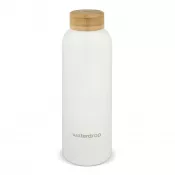 biały - Butelka ze stali nierdzewnej Waterdrop z bambusową nakrętką 600 ml