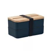 Lunchbox dwupoziomowy 2x400 ml ze sztućcami WINT Francuski Granat