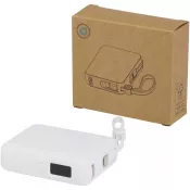 Biały - Acrux powerbank do tabletu o pojemności 10 000 mAh i mocy 35 W z wbudowanym kablem typu C - wykonany z tworzyw sztucznych pochodzących z recyklingu.