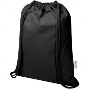 Czarny - Oregon Blend torba ściągana sznurkiem z materiału materiału z recyklingu, 140 g/m², 5 l, posiadająca certyfikat GRS
