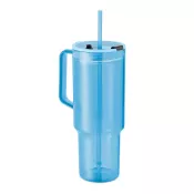 Kubek z RPET ze słomką 1200 ml MUGORA Przezroczysty Blekitny