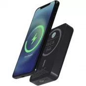 Czarny - Acrab magnetyczny bezprzewodowy powerbank o pojemności 10 000 mAh i mocy 15 W z technologią 20 W PD — wykonany z tworzyw sztucznych pochodzących z recyklingu