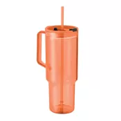 Kubek z RPET ze słomką 1200 ml MUGORA Przezroczysty Pomaranczowy