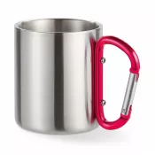 Kubek stalowy dwuścienny z karabinkiem 220 ml TRUMBO Czerwony