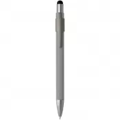 Szary - Rill długopis z certyfikatem RCS z recyklingu z rysikiem i fidget spinnerem (czarny tusz)