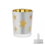 Świeczka LED tealight w szklanym słoiku LANDLE Matowy Zloty