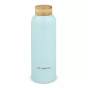 pastelowoniebieski - Butelka ze stali nierdzewnej Waterdrop z bambusową nakrętką 600 ml
