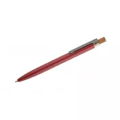 czerwony - Długopis z recyklingowanego aluminium z korkowym przyciskiem KORIN
