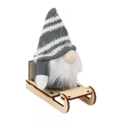 Skrzat świąteczny na drewnianych saniach FROSTY SLEIGH Szary