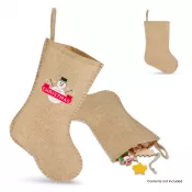 Pończocha świąteczna w stylu juty z ozdobnym szwem 45 cm