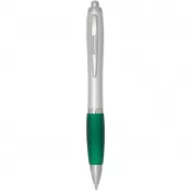 Zielony - Nash długopis kulkowy z tworzyw sztucznych pochodzących z recyklingu z certyfikatem RCS, ze srebrnym korpusem i kolorowym uch