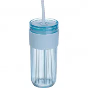 real/light green - Kubek akrylowy ze słomką 660 ml SOLEDAD