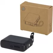 Czarny - Acrux powerbank do tabletu o pojemności 10 000 mAh i mocy 35 W z wbudowanym kablem typu C - wykonany z tworzyw sztucznych pochodzących z recyklingu.