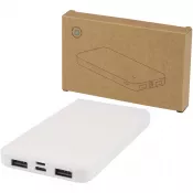 Biały - Intan powerbank o pojemności 10 000 mAh i mocy 10 W z tworzyw sztucznych pochodzących z recyklingu
