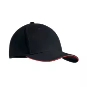 Czapka z daszkiem 6-panelowa 270 g/m² TEKAPO Czarny/Czerwony