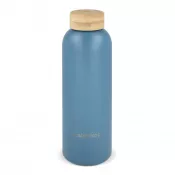 niebieskoszary - Butelka ze stali nierdzewnej Waterdrop z bambusową nakrętką 600 ml