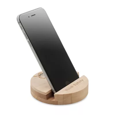Stojak na telefon z drewna brzozowego GROW ROUND STAND - Drewna (MO6691-40)