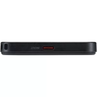 Powerbank SMART o pojemności 5000 mAh, wykonany z tworzywa sztucznego pochodzącego z recyklingu, ze smyczą na szyję - Czarny (12452990)
