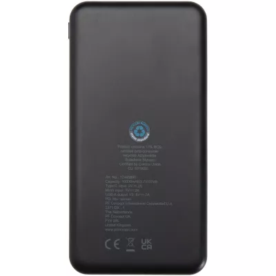 Intan powerbank o pojemności 10 000 mAh i mocy 10 W z tworzyw sztucznych pochodzących z recyklingu - Czarny (12445890)