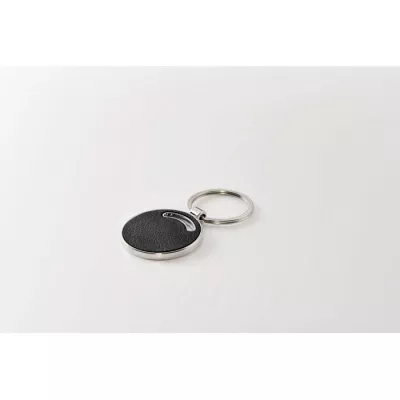 Brelok metalowy okrągły z wkładką PU LIRCLE - Czarny (MO2537-03)