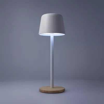 Lampa stołowa Solis z regulacją jasności i podstawą z bambusa - biały (LT93353-N0001)