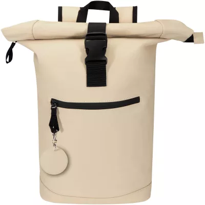 Resi Plus brelok z okrągłą zawieszką z recyklingowanego materiału z certyfikatem GRS  - Oatmeal (13014007)