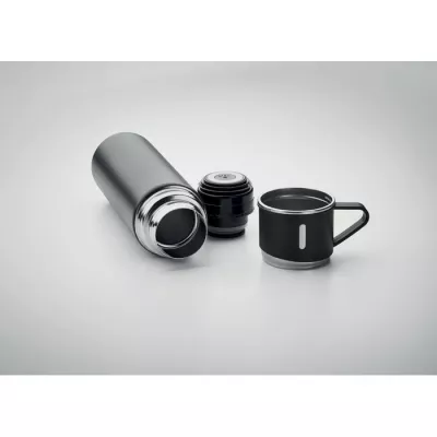 Termos dwuścienny 420 ml z 2 kubkami SHARM - Czarny (MO2116-03)
