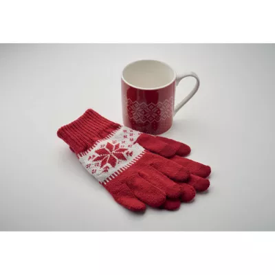 Zestaw prezentowy kubek 300 ml i rękawiczki COPITO SET - Czerwony (CX1557-05)