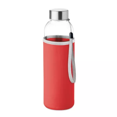 Butelka szklana 500 ml w neoprenowym etui UTAH GLASS - Czerwony (MO9358-05)