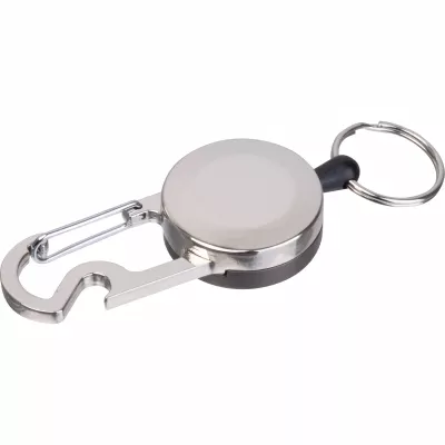 Brelok do kluczy z linką, karabińczykiem i otwieraczem do butelek PEGGY - czarny (9544603)