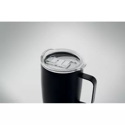 Kubek termiczny stalowy z korkową podstawą 300 ml RUBY - Czarny (MO6533-03)