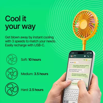 Fresh 'n Rebel Bezprzewodowy Magnetyczny Wentylator z Podstawką pod Telefon - żółty (LT49755-N0041)