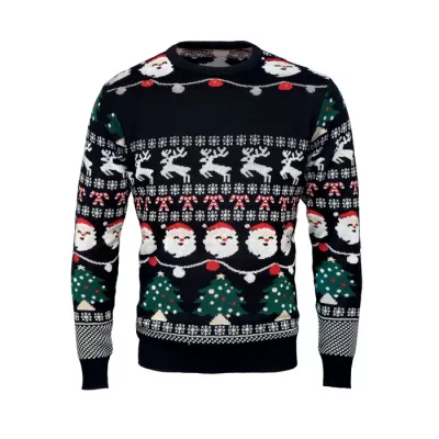 Sweter świąteczny z 10 lampkami LED L/XL SHAMIS LARGE - Czarny (CX1554-03)