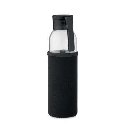 Butelka szklana z recyklingu 500 ml w etui EBOR - Czarny (MO2089-03)