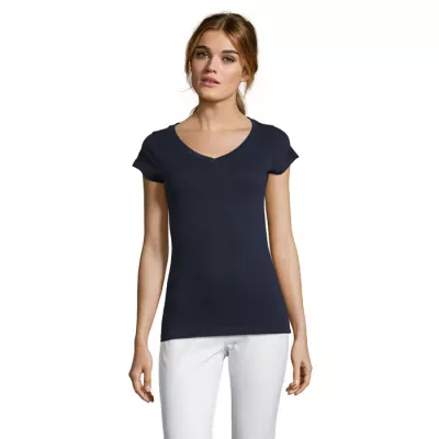 Koszulka damska z dekoltem w serek 150 g/m² Sol's MOON - French Navy (S11388-FN)