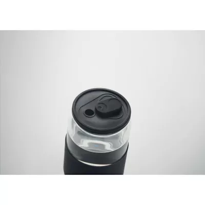 Kubek szklany borokrzemowy ze słomką 550 ml BOROSIP - Czarny (MO2506-03)