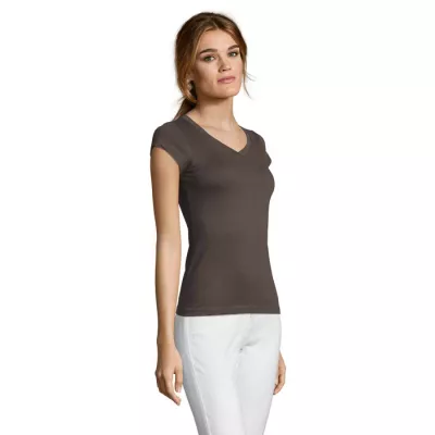 Koszulka damska z dekoltem w serek 150 g/m² Sol's MOON - Ciemny Szary (S11388-DG)
