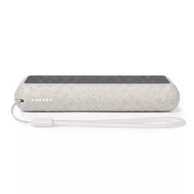 Power bank 5000 mAh ze słomy pszenicznej, ładowarka słoneczna - neutralny (V1353-00)