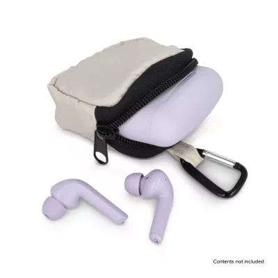 Nylonowe etui na słuchawki 6,5 x 6 cm - beżowy (LT95323-N0055)