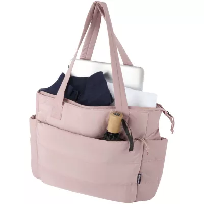 Puffer torba na zakupy z certyfikatem GRS z recyklingu na laptopa o przekątnej 15,6 cala, 18 l  - Dusty Pink (13011670)