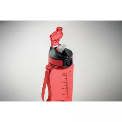 Butelka sportowa motywacyjna z RPET 700 ml ENKEL - Przezroczysty Czerwony (MO2792-25)