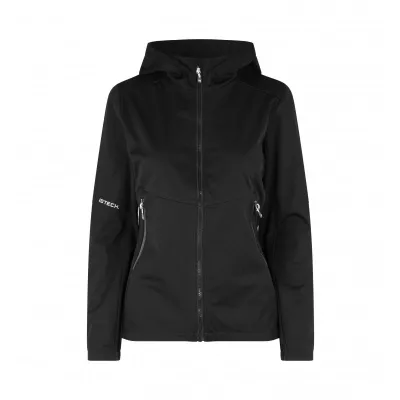 Kurtka damska ID softshell z kapturem 0837 185 g/m² - Black (0837-BLACK)