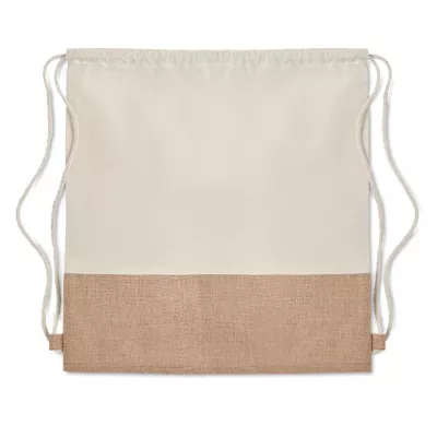 Worek ze sznurkiem bawełniany z jutą 160 g/m² INDIA - Bezowy (MO9516-13)