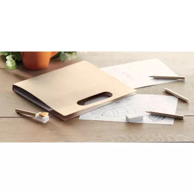 Zestaw do kolorowania z 6 kredkami FOLDER2 GO - Bezowy (MO9544-13)