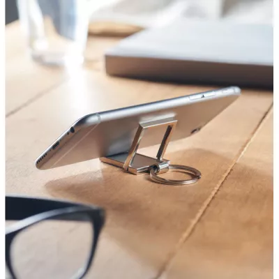 Brelok metalowy z podstawką na telefon STANRIN - Srebrny (MO2186-14)