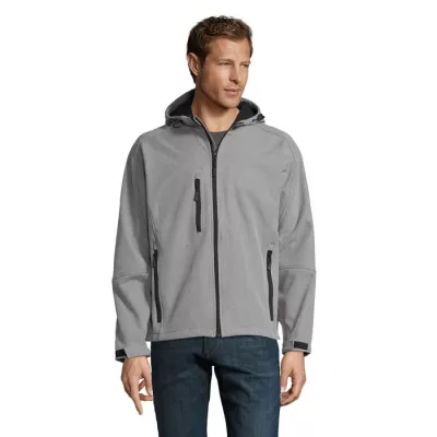 Softshell męski z kapturem 340 g/m² Sol's REPLAY MEN - Szary Melanż (S46602-GM)