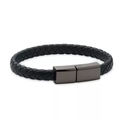 Bransoletka z kablem USB-C 60W FAULETI CHARGE - Czarny (MO2646-03)