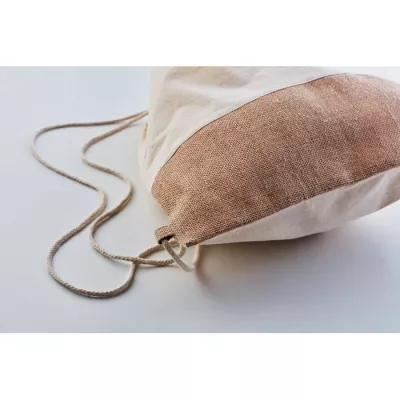 Worek ze sznurkiem bawełniany z jutą 160 g/m² INDIA - Bezowy (MO9516-13)